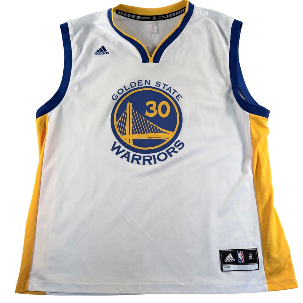 Adidas Golden State Warriors Jersey Mens XL White Stephen Curry 30 NBA Jersey